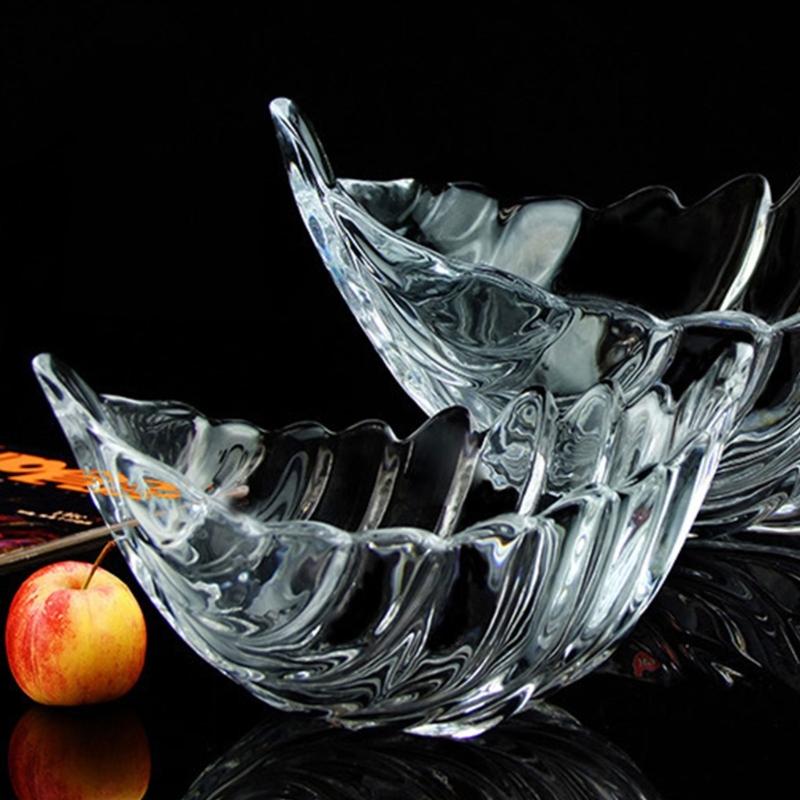 Contemporary Feathered Themed Glass Serving Dish Spacious And Stable For Fruits Treats Or Centerpiece Decoration