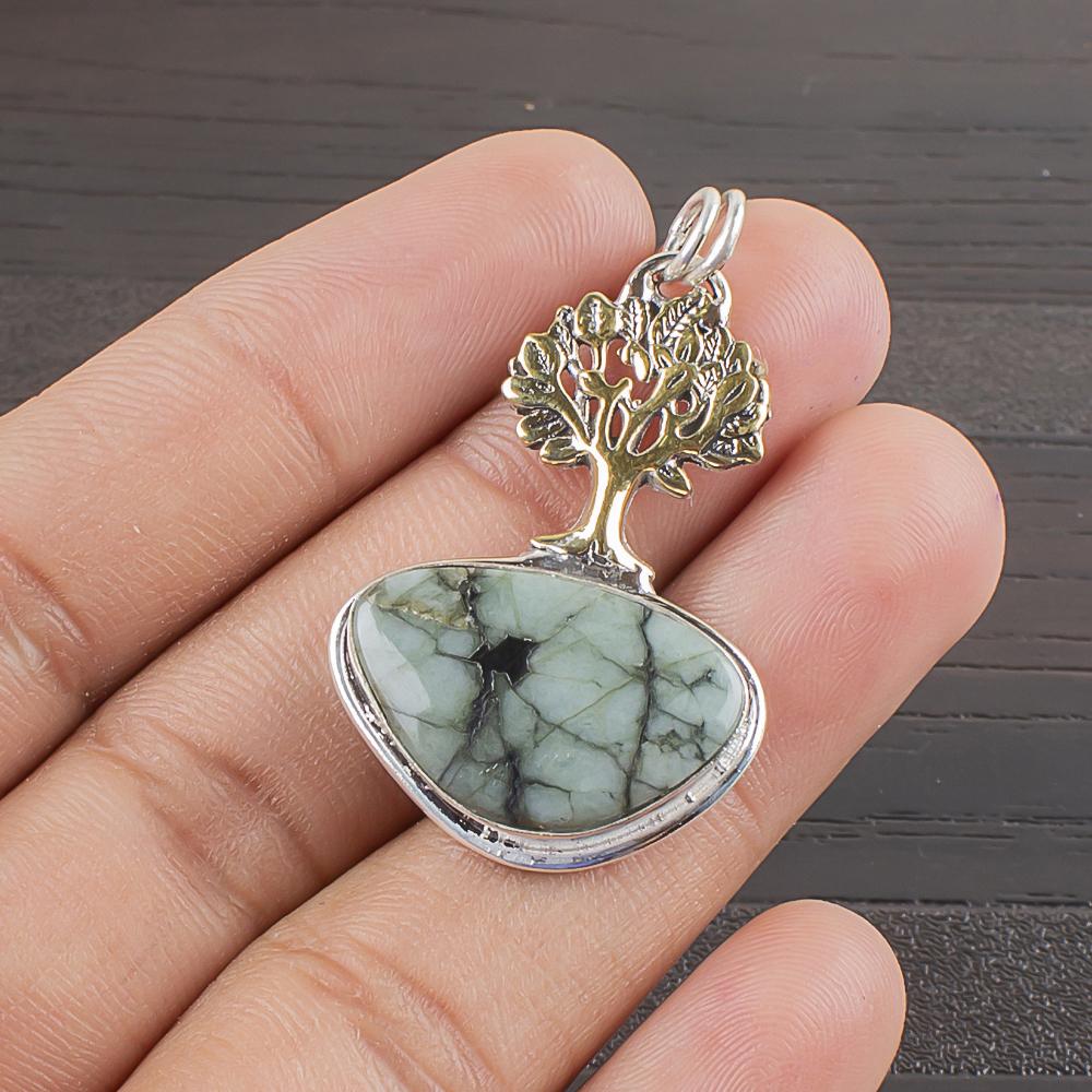 Natural Sakota Mines Emerald Gemstone 925 Sterling Silver Jewelry  Pendant 1.47  AJP-2196