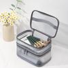 Portable Transparent Mesh Travel Bag Large Capacity Storage Toiletry Bag 2 Layer Makeup Case Toiletries Organization