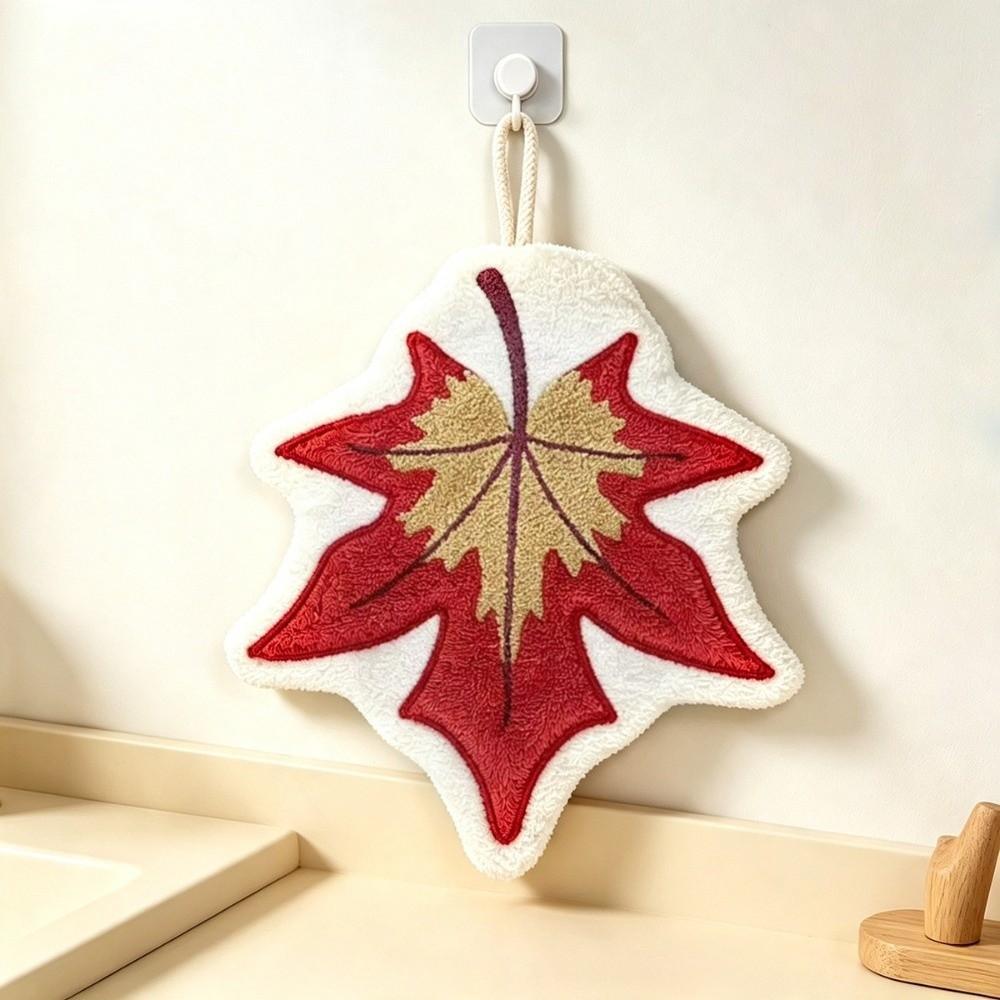 Soft Leaf Hand Towel Hanging Kitchen Handkerchief Portable Cleaning Towel for Bathroom Kitchen