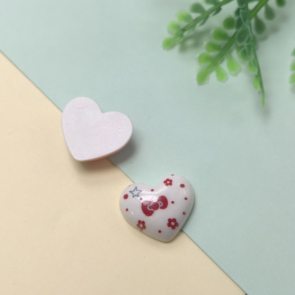 100Pcs Cute Flower Cherry Heart Resin Charms Flatback Resin Cabochon Fit Hair Bows Center Accessories DIY Scrapbook Crafts