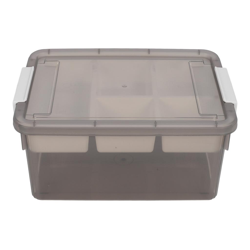 16L Plastic Storage Box Sturdy PP Clear Latching Box with Removable Tray for Toys Organization