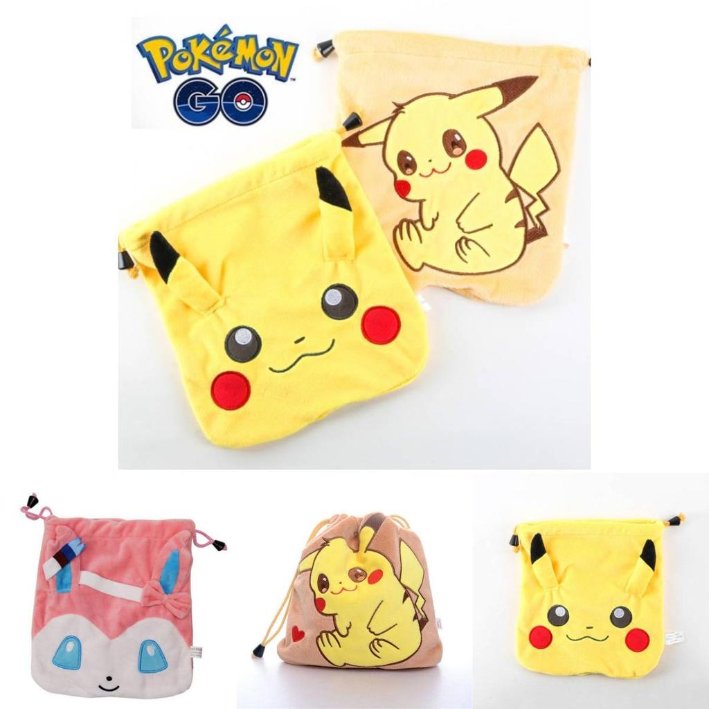 Pokmon Plush Drawstring Storage Bag With Insulation For Travel And Book Organization