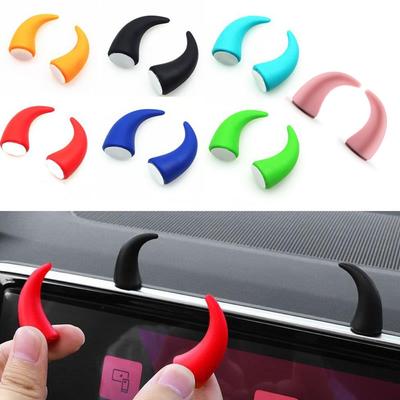 2pcs PVC Steering Wheel Decoration Devil's Corner Cow Horn Ornament Car Dashboard Ornaments