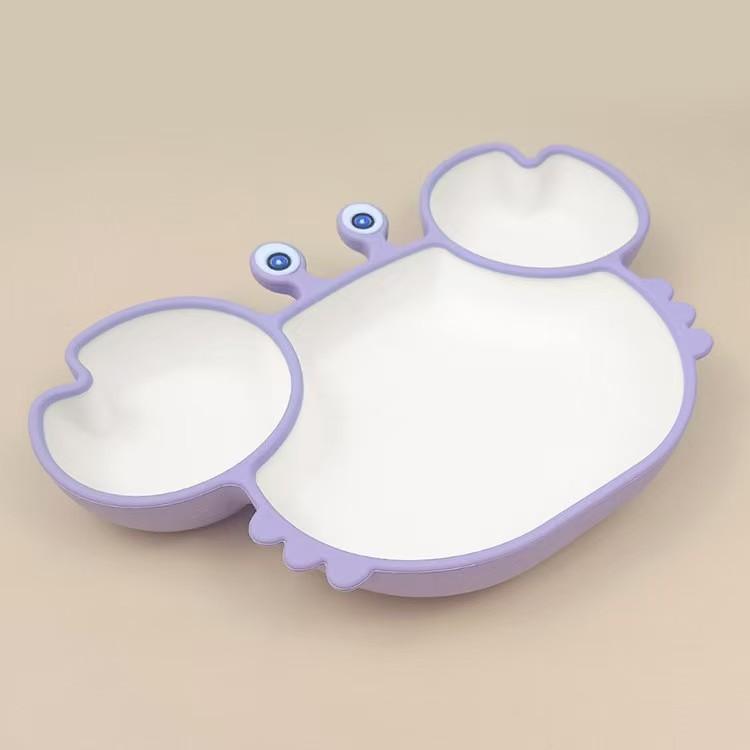 Piatto in Silicone per Bambini Irritabili con Ventosa e Divisori per l'Ora dei Pasti