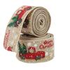 2Pcs Christmas Ribbons Cartoon Retro Truck Pattern 5 Meters Decorative AccessoriesHemp