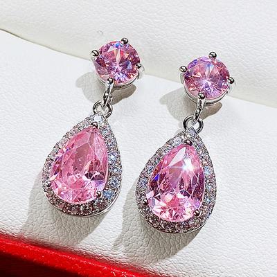 Classic Teardrop Zircon Dangle Earrings For Women Temperament Elegant Lady's Accessories Party Eternity Jewelry