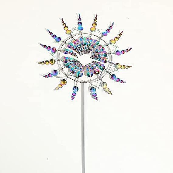 Outdoor Rotating Metal Windmill Sculpture Personalized Irregular Craft Decoration Wind Solar Spinners Yard Garden Decor