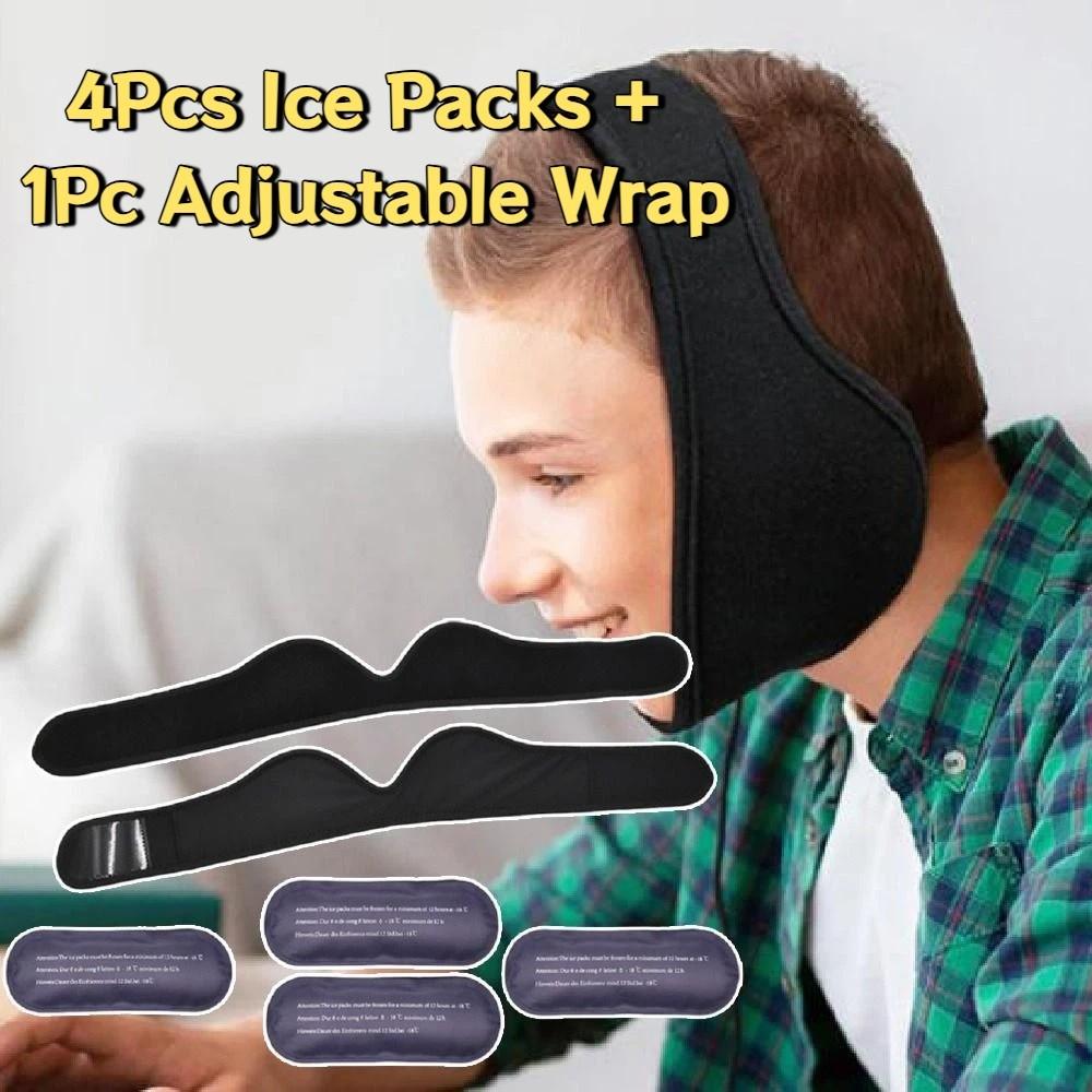 Elastic Facial Ice Pack Wraps Relieve Swelling 4 Ice Packs with Adjustable Wrap  Tooth Extraction