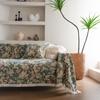 Sofa Handtuch Anti-Katzenkratzer Jacquard Verdickt Blaue Blume Fransen Dicke Sofa Decke