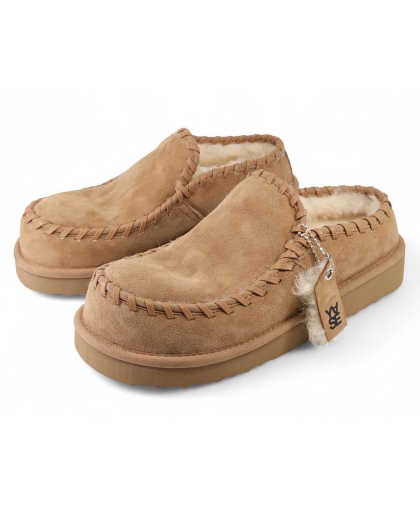 Yase Leather Swing Natural Wool Clogs Chestnut