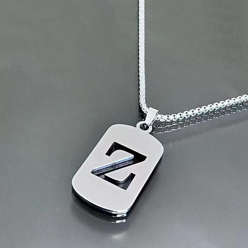 26 Letters English Titanium Steel Necklace Men'S And Women'S Versatile Sweater Sweater Chain Simple Fashion Collarbone Chain