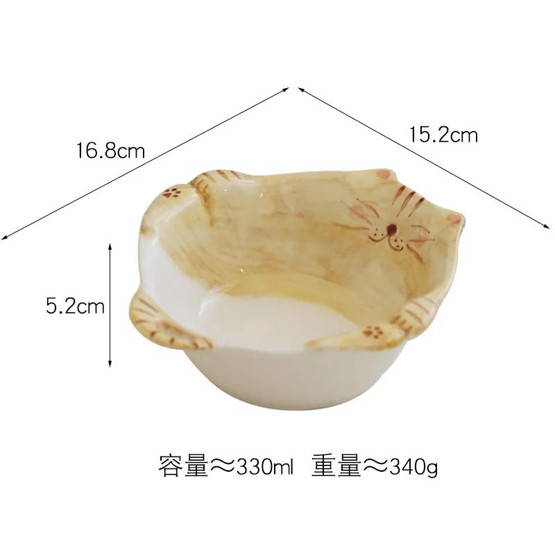 Cartoon Cat Ceramic Plate Cute Cat Shaped Dining Plate Irregular Salad Bowl Japanese Tableware Main Course Decoration Plate