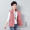 Women's Cotton Sleeveless Vest Short Waistcoat With Pockets Waist‑Tied Casual Outerwear For Middle‑Aged Women Spring Autumn Cardigan