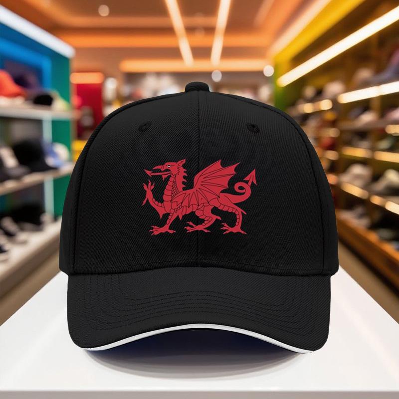 Welsh Dragon Baseball Cap Polyester Adult Unisex Adjustable Snapback Hat for Travel Sports Festival Wear