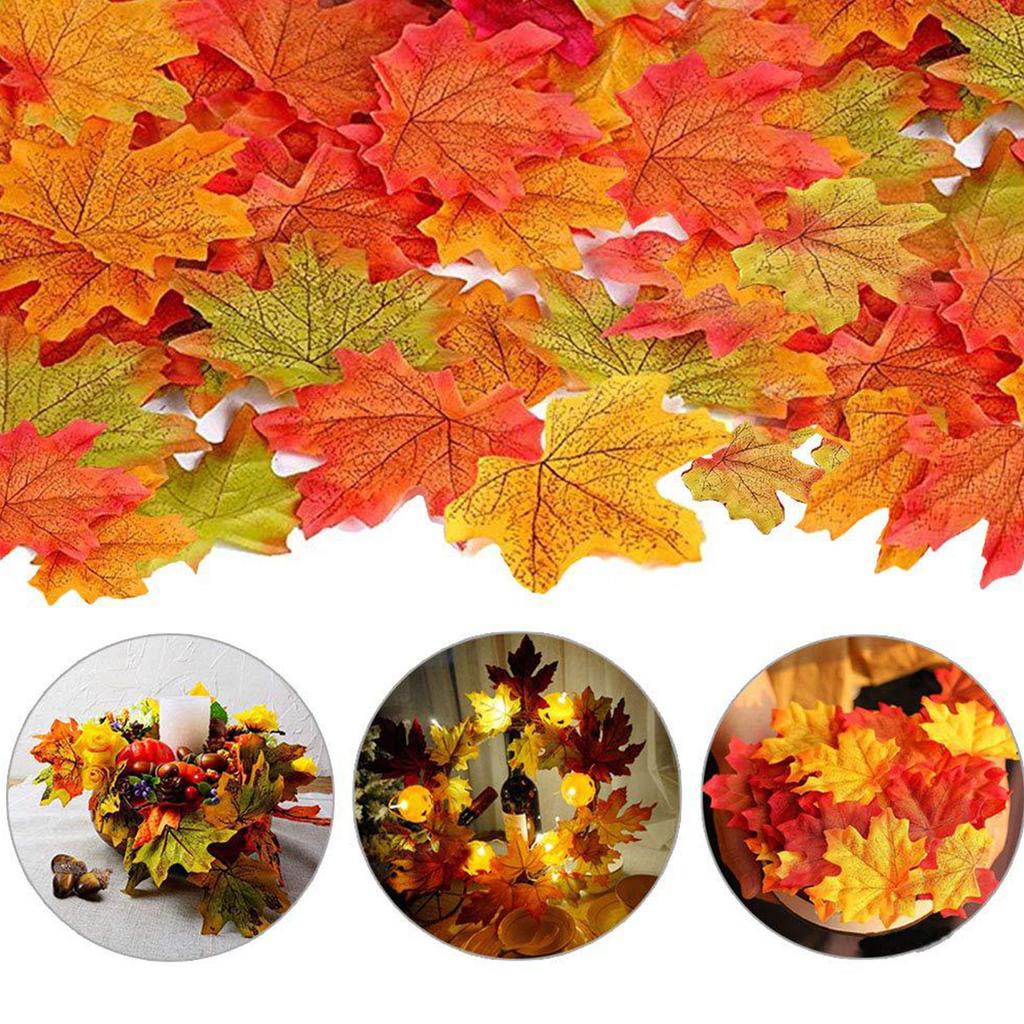 Pack Of 50 Realistic 8CM Multicolor Artificial Maple Leaves For Fall Decor And DIY Craft Projects