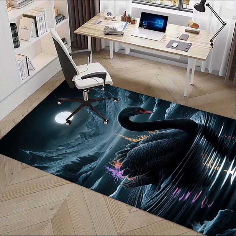 Black Swan Chair Mat: Office Carpet for Comfortable Seating, Perfect Gift for Home Decor and Various Rooms