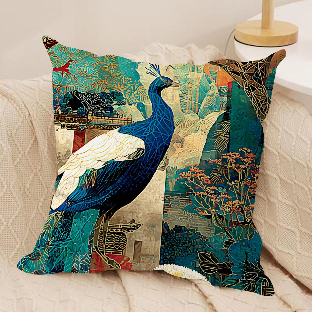 Peacock Luxury Cushion Cover Pillowcase Ultra Soft Skin Friendly Fabric Cloud Like Comfort Concealed Zipper