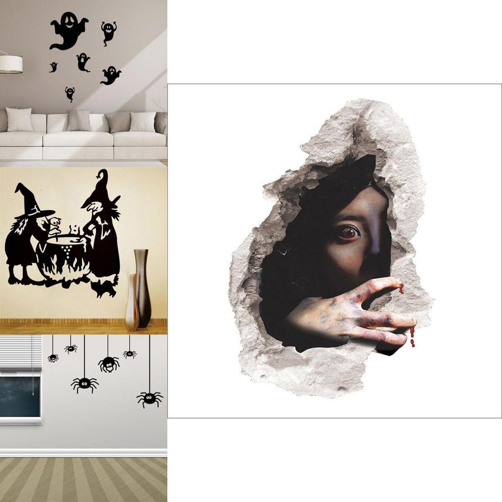 Vielseitige und abnehmbare Halloween-DIY-Wandaufkleber mit Kürbis-Hexen-Vinyldesign