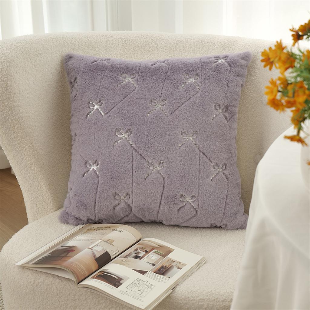 Elegant Bowknot Designs Polyester Pillowcase Quick Drying Machine Washable For Sofa Bed Nursery Home Accent