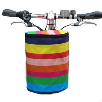 Bunter Regenbogen Canvas Fahrradkorb Wasserdicht Abnehmbar Vorderradkorb Packtasche Radfahren