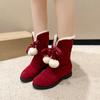 New Winter Women's Shoes Sweet Fur Ankle Boots Female Padded Comfortable Warm Cotton Shoes Flat Bottom Casual Lace Up Botines