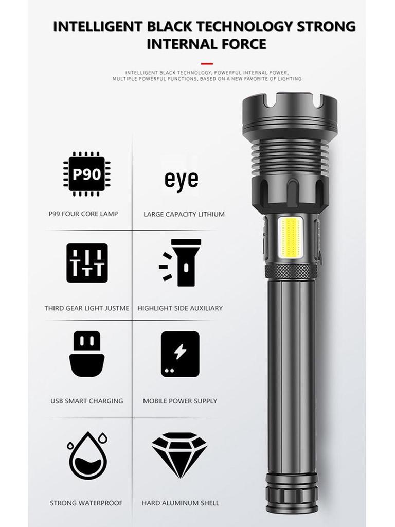 High-Powered Outdoor Flashlight - XHP160 & P90/P70 Emergency Rechargeable Camping Light