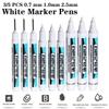 3/5 PCS 0.7/1.0/2.5MM White Permanent Marker Pens Paint Markers For Wood Rock Plastic Leather Glass Stone Metal Art Supplies