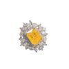 Temperament Yellow Diamond Imitation Ice Flower Cut Necklace Simple Princess Square Diamond Earrings Open Ring Color Treasure Set