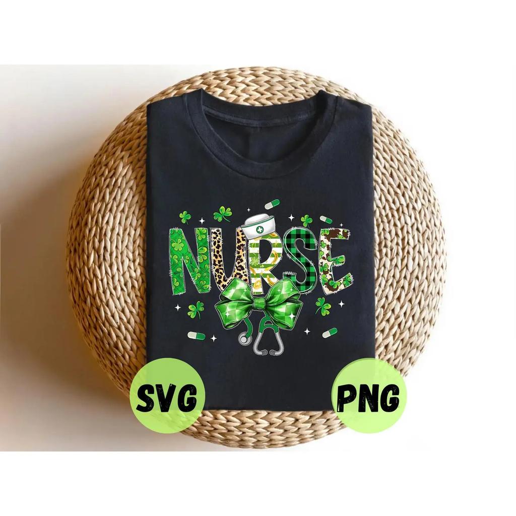 Irish Coquette Nurse SVG PNG St Patricks Day Stethoscope Cut File Vintage Washed Unisex Designer Clothes Breathable