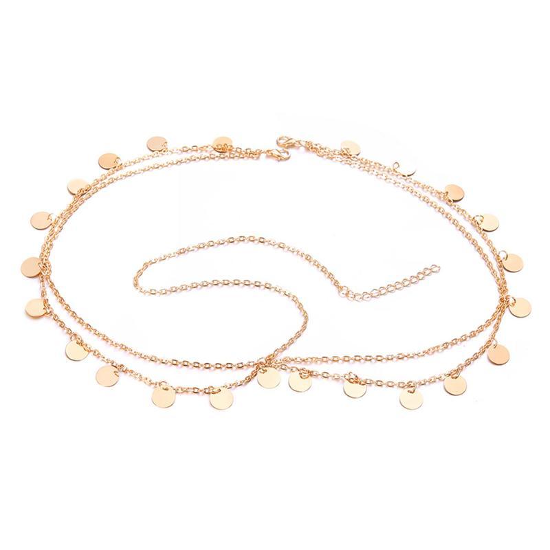 

1PC Gold Chain Headpiece with Disc Charms, Boho - Style Hair Accessory, Elegant Head Chain for Festivals & Parties