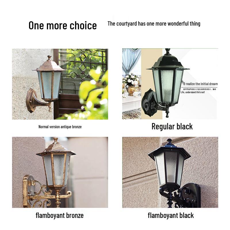 Retro Hexagonal Antique Bronze Waterproof Outdoor Wall Light for Balcony, Corridor, Garden, Villa