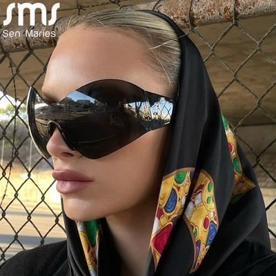 Neu Steampunk Übergroße Sonnenbrille Für Frauen Trends Punk Y2k Sonnenbrille Goggle Männer 2000er Jahre Marke Designer Brillen De Sol Oculos - Sonnenbrillen -