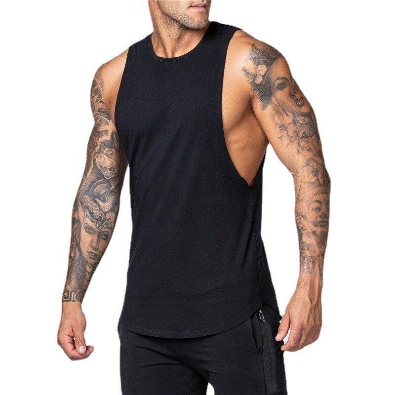 Muscleguys Summer Gym Training Tank Top Men's Loose Sleeveless T-shirt Basketball Sweatshirt Canvas