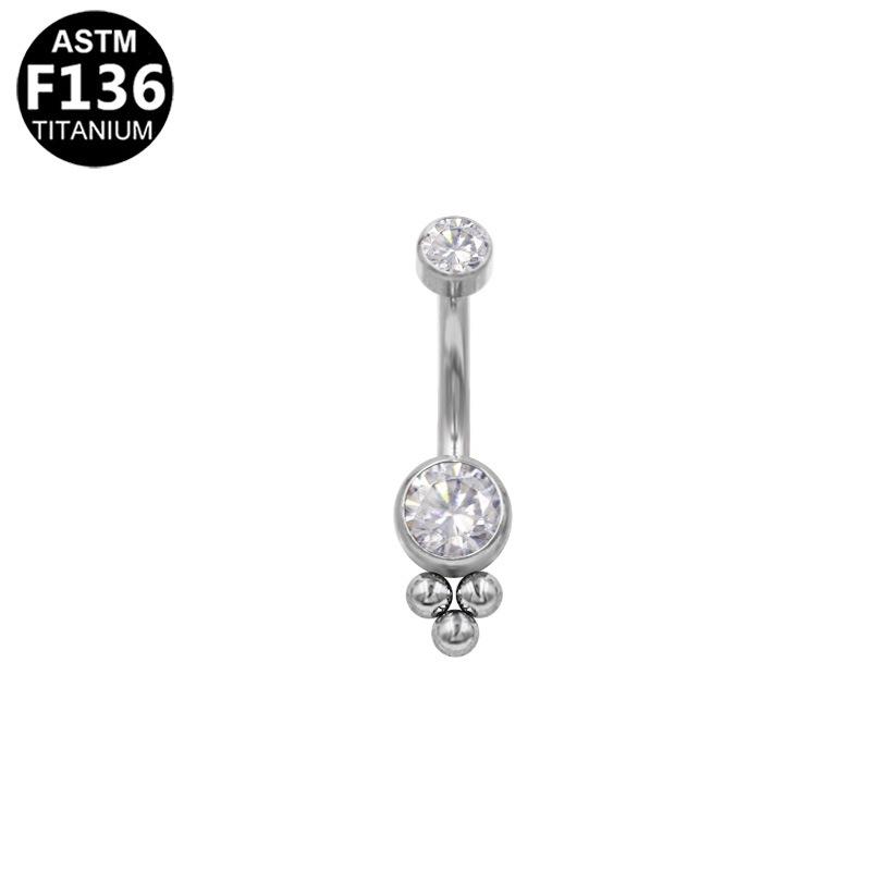 Elegant European-American G23 Titanium Water Drop Zirconia Navel Ring Piercing Jewelry