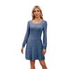 2026 Trendy Women's Square Neck Lantern Sleeve Babydoll Dress with Pockets