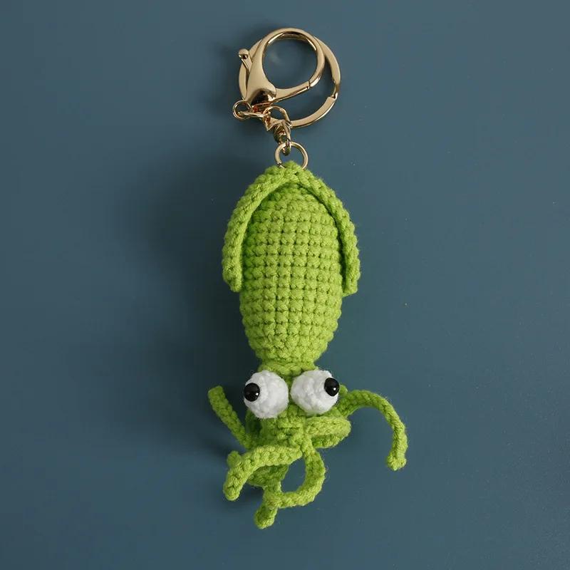 Funny Crocodile Design Crochet Keychain Handmaking Knitted Cartoon Crocodile Doll Keyrings Knitted Squid Cute Keyrings Wholesale