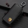 Carbon Fiber Car Key Case Key Bag Keychain Accessory For Porsche Cayenne Panamera Macan 911 718 Taycan Boxster Cayman 918 Pajun