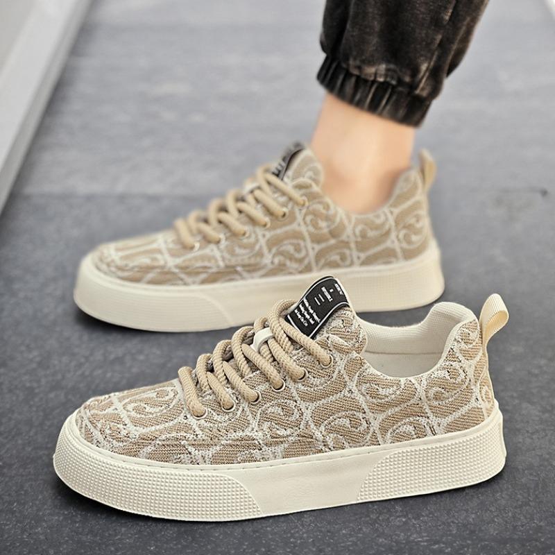 Fashion Men Embroidery Printing Casual Shoes 2025 Summer Lightweight Breathable Men Board Shoes Loafers Man Lace-up Canvas Shoe Sneakers