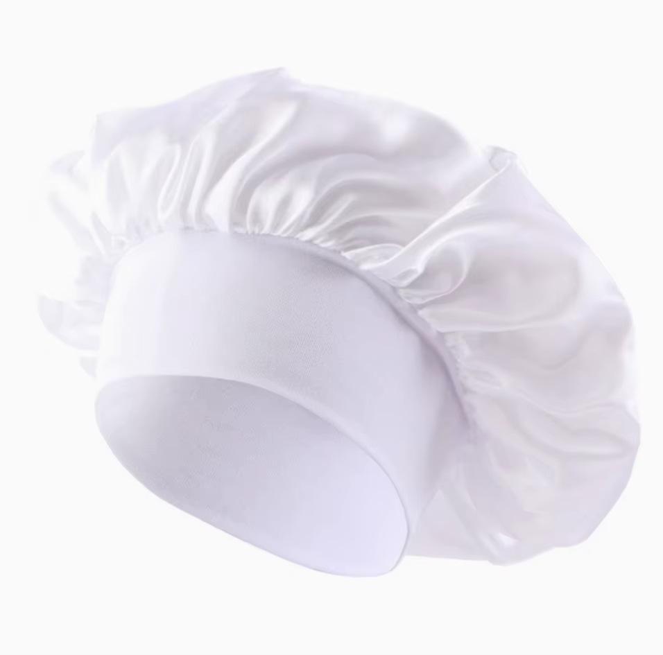 Grenzüberschreitende Elastische Satin-Schlafmütze mit breiter Krempe für Haarpflege und Wochenbettgebrauch für Frauen
