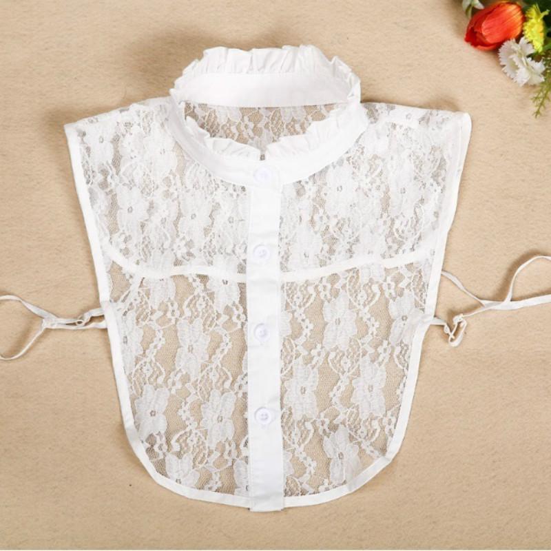 Mujer Cuello de Encaje Color Puro Solapa Desmontable Gargantilla Collar Camisa Falsa Blusa Sudadera Chaleco Accesorios