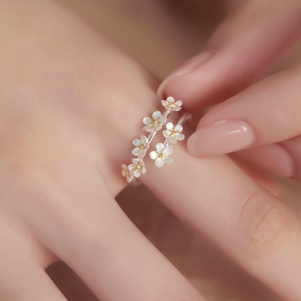 Forest Style Flower Opening Rings Delicate Design Women Jewelry Ins Minimalist Rings  Engagement