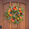 Fall Wreath for Front Door 16 Inch Autumn Artificial Wreath with Pumpkin Peony Flower for Harvest Thanksgiving Farmhouse Decor