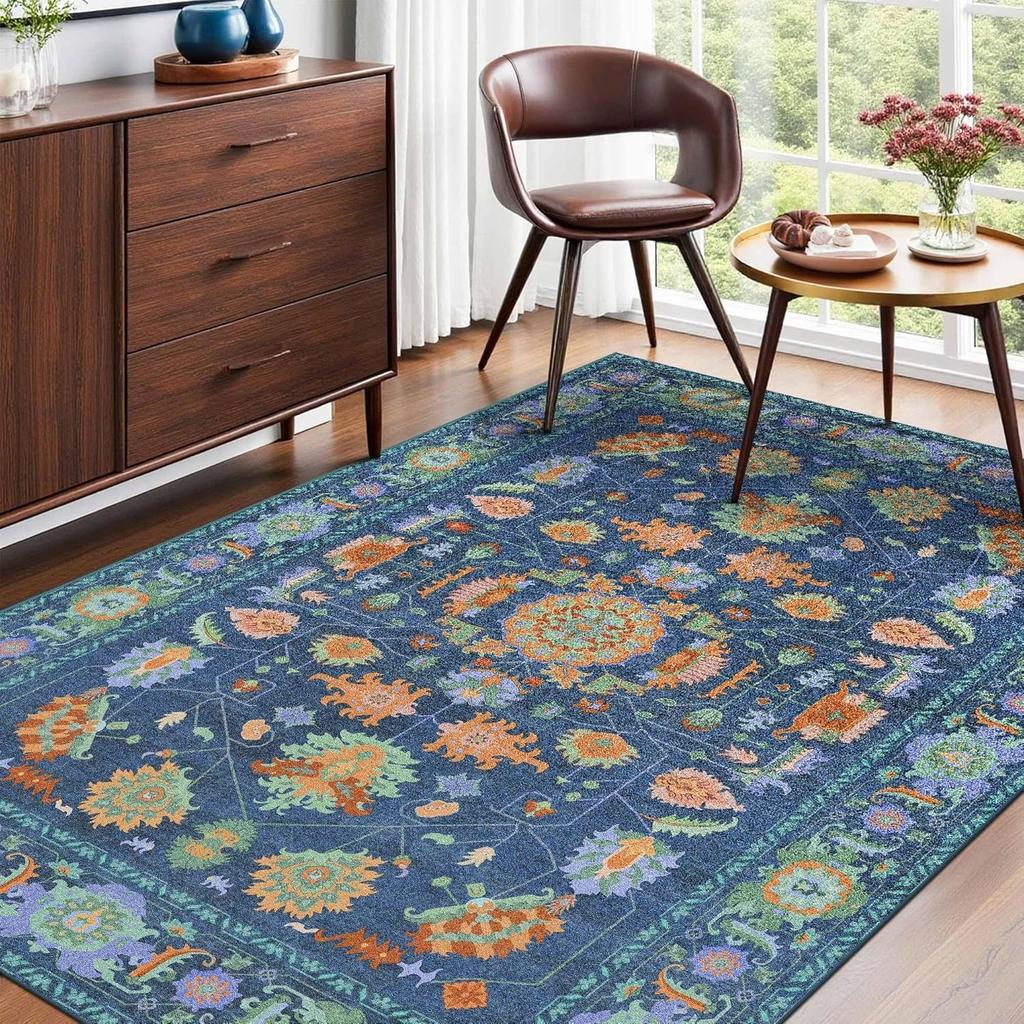 Bohemian Living Room Carpet Large Area Retro Print Bedroom Rugs Machine Washable Foldable Non-slip Coffee Table Floor Mats Tapis