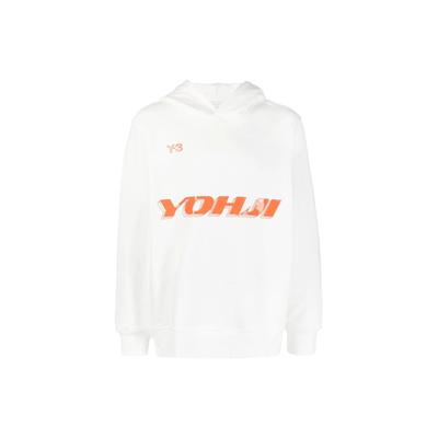 Y-3 FW22 Sudadera con Capucha Estampada con Logo de Letras para Hombre Blanco HT4731