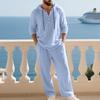 Men's Linen Hooded Long Sleeve and Pants Casual Home Wear Set - Spring/Autumn 2026 Collection