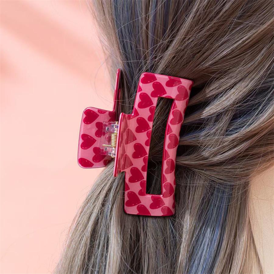 Heiß verkaufender Mode-Rosen-Liebesdruck-Clip neuer rosa Valentinstags-Atmosphäre Damen-Haarclip Haarklammer Haarschmuck
