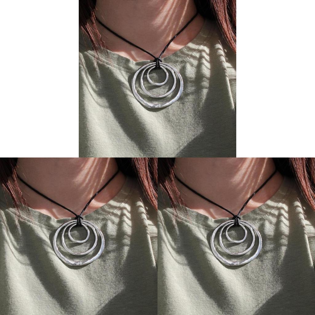 Collana Pendente Geometrico Bohemien in Lega con Cordino in Pelle per Donne Stile Estivo