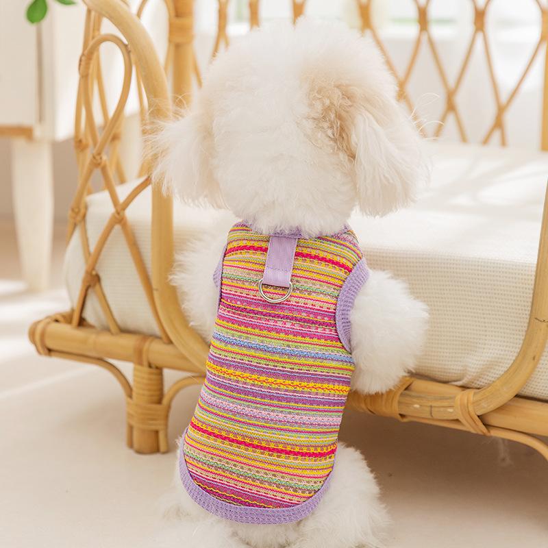 Multi-color Woven Hollow Dog Vest Teddy Bear Spring Summer Breathable Suspenders Medium and Large Dog Pet Dog Clothes