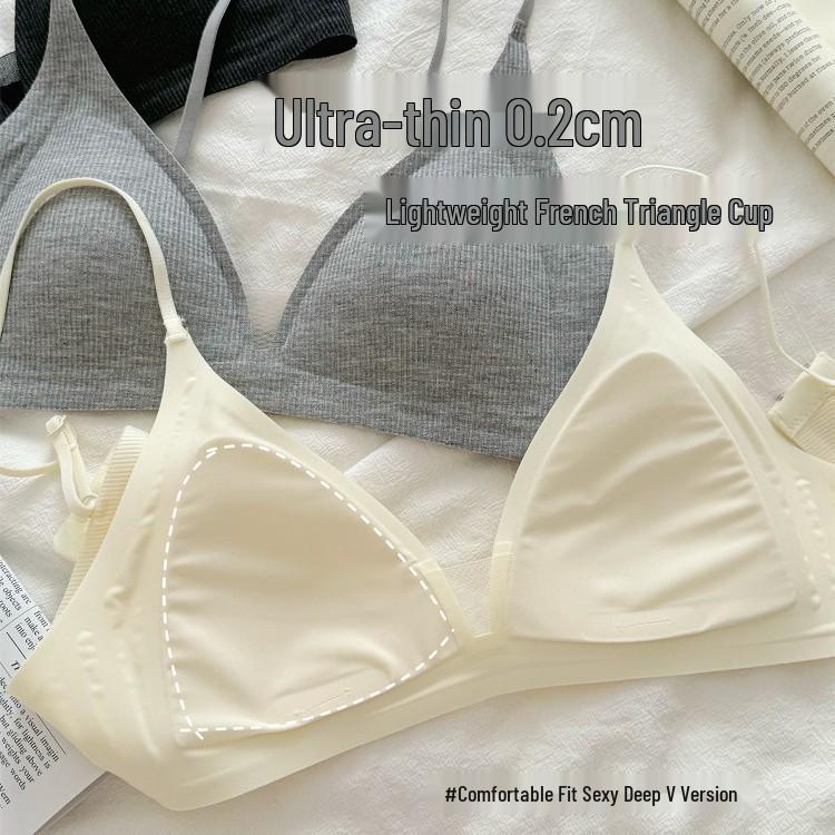 Kang Hou Original Thin Strap French Style Deep V Triangle Bra for Small Chests - Comfortable, Light Summer Wear